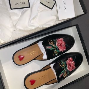 GUCCI Princetown appliquéd leather slippers